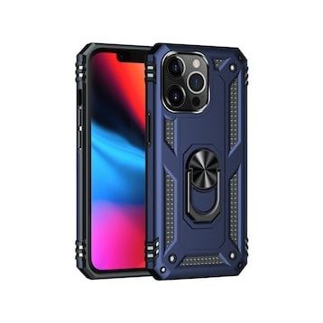 Alan Şanslı iPhone 14 Pro Sofya Yüzüklü Lacivert Silikon Kapak Kılıf