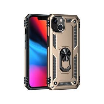 Alan Şanslı iPhone 14 Sofya Yüzüklü Gold Silikon Kapak Kılıf