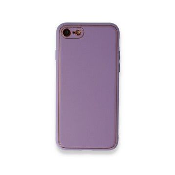 Alan Şanslı iPhone 7 Coco Lila Deri Silikon Kapak Kılıf