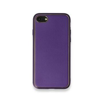 Alan Şanslı iPhone 7 Coco Mor Deri Silikon Kapak Kılıf