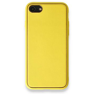 Alan Şanslı iPhone 7 Coco Sarı Deri Silikon Kapak Kılıf