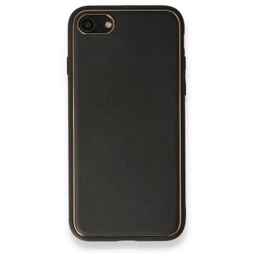 Alan Şanslı iPhone 7 Coco Siyah Deri Silikon Kapak Kılıf