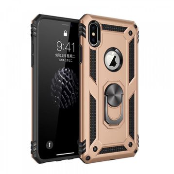 Alan Şanslı iPhone X Sofya Yüzüklü Silikon Kapak Gold Kılıf