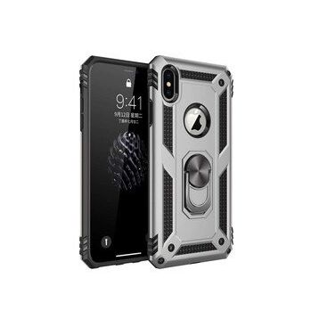 Alan Şanslı iPhone X Sofya Yüzüklü Silikon Kapak Gümüş Kılıf