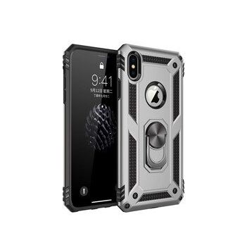 Alan Şanslı iPhone X Sofya Yüzüklü Silikon Kapak Gümüş Kılıf