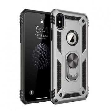 Alan Şanslı iPhone X Sofya Yüzüklü Silikon Kapak Gümüş Kılıf