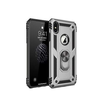 Alan Şanslı iPhone X Sofya Yüzüklü Silikon Kapak Gümüş Kılıf