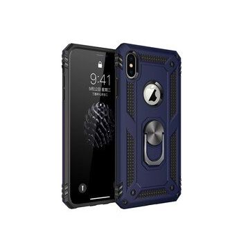 Alan Şanslı iPhone X Sofya Yüzüklü Silikon Kapak Lacivert Kılıf