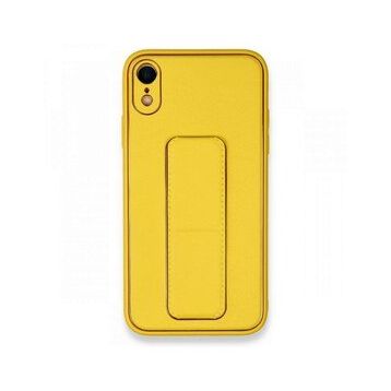 Alan Şanslı iPhone XR Coco Deri Standlı Kapak Sarı Kılıf