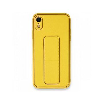 Alan Şanslı iPhone XR Coco Deri Standlı Kapak Sarı Kılıf
