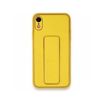 Alan Şanslı iPhone XR Coco Deri Standlı Kapak Sarı Kılıf