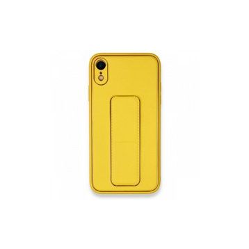 Alan Şanslı iPhone XR Coco Deri Standlı Kapak Sarı Kılıf