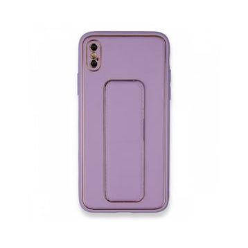 Alan Şanslı iPhone XS Coco Deri Standlı Kapak Koyu Lila Kılıf
