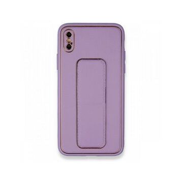 Alan Şanslı iPhone XS Coco Deri Standlı Kapak Koyu Lila Kılıf