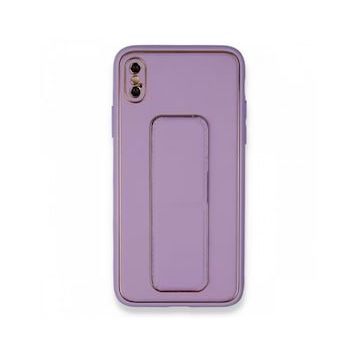 Alan Şanslı iPhone XS Coco Deri Standlı Kapak Koyu Lila Kılıf