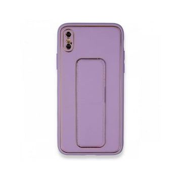 Alan Şanslı iPhone XS Coco Deri Standlı Kapak Koyu Lila Kılıf