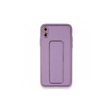 Alan Şanslı iPhone XS Coco Deri Standlı Kapak Koyu Lila Kılıf