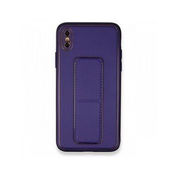 Alan Şanslı iPhone XS Coco Deri Standlı Kapak Mor Kılıf