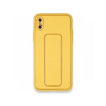 Alan Şanslı iPhone XS Coco Deri Standlı Kapak Sarı Kılıf