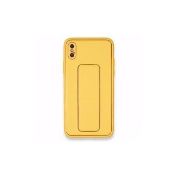 Alan Şanslı iPhone XS Coco Deri Standlı Kapak Sarı Kılıf