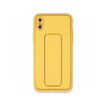 Alan Şanslı iPhone XS Coco Deri Standlı Kapak Sarı Kılıf