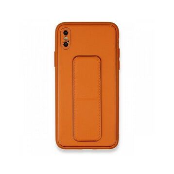Alan Şanslı iPhone XS Coco Deri Standlı Kapak Turuncu Kılıf