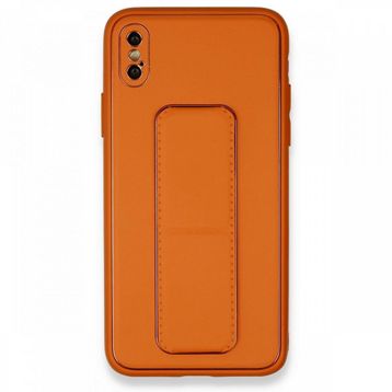 Alan Şanslı iPhone XS Coco Deri Standlı Kapak Turuncu Kılıf