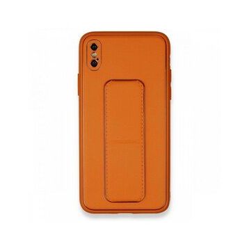 Alan Şanslı iPhone XS Coco Deri Standlı Kapak Turuncu Kılıf