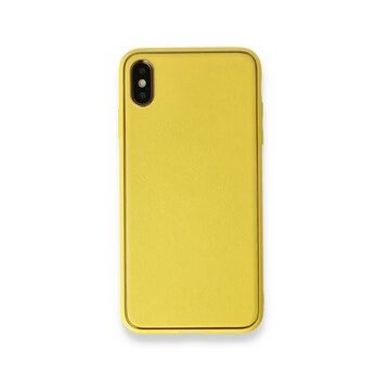 Alan Şanslı iPhone XS Max Coco Sarı Deri Silikon Kapak Kılıf
