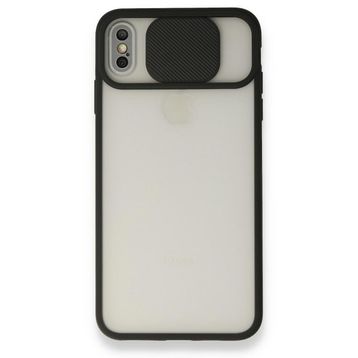 Alan Şanslı iPhone Xs Max Palm Buzlu Kamera Sürgülü Siyah Silikon Kılıf