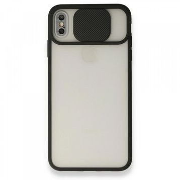 Alan Şanslı iPhone Xs Max Palm Buzlu Kamera Sürgülü Siyah Silikon Kılıf