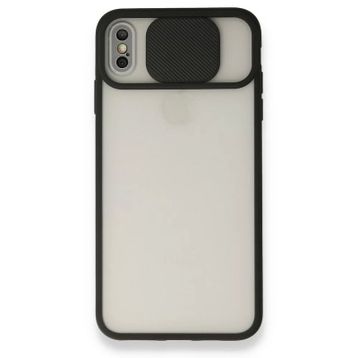 Alan Şanslı iPhone Xs Max Palm Buzlu Kamera Sürgülü Siyah Silikon Kılıf