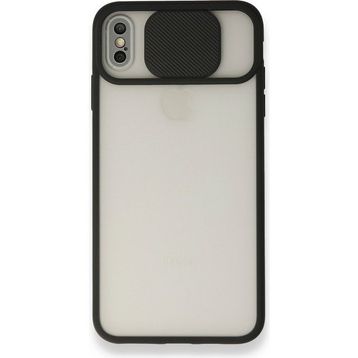 Alan Şanslı iPhone Xs Max Palm Buzlu Kamera Sürgülü Siyah Silikon Kılıf