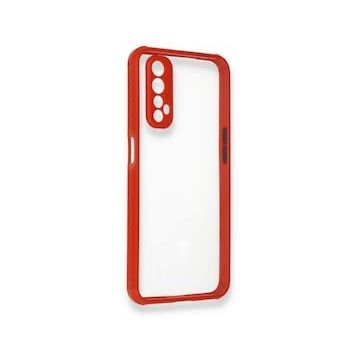 Alan Şanslı Realme 7 Miami Şeffaf Silikon Kırmızı Kılıf