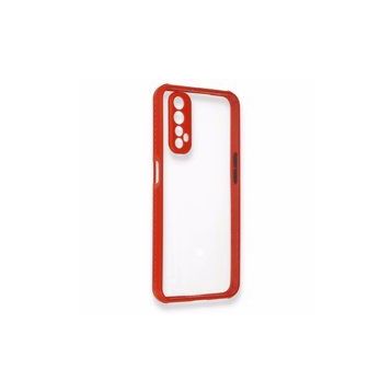 Alan Şanslı Realme 7 Miami Şeffaf Silikon Kırmızı Kılıf