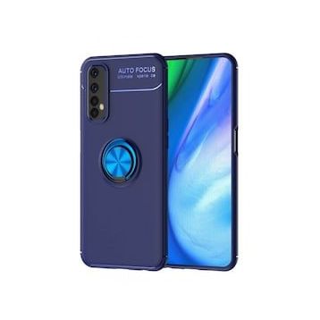 Alan Şanslı Realme 7 Range Yüzüklü Silikon Mavi Kılıf