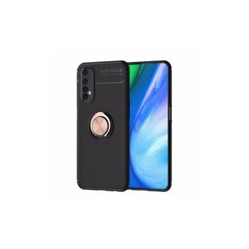 Alan Şanslı Realme 7 Range Yüzüklü Silikon Siyah Gold Kılıf