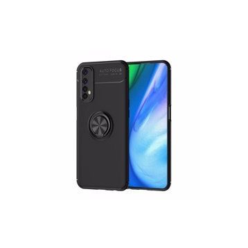 Alan Şanslı Realme 7 Range Yüzüklü Silikon Siyah Kılıf