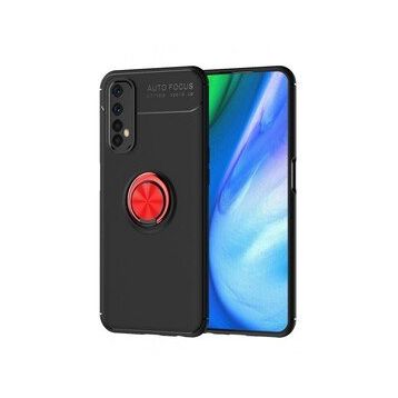 Alan Şanslı Realme 7 Range Yüzüklü Silikon Siyah Kırmızı Kılıf