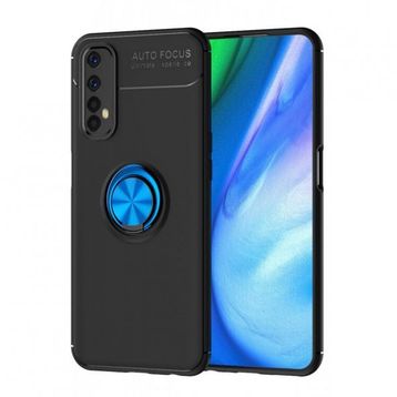 Alan Şanslı Realme 7 Range Yüzüklü Silikon Siyah Mavi Kılıf