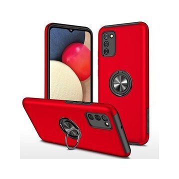 Alan Şanslı Samsung Galaxy A02S Elit Yüzüklü Kapak Kırmızı Kılıf