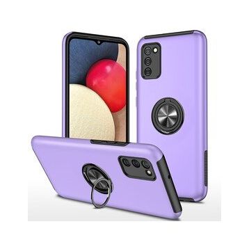 Alan Şanslı Samsung Galaxy A02S Elit Yüzüklü Kapak Mor Kılıf
