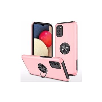 Alan Şanslı Samsung Galaxy A02S Elit Yüzüklü Kapak Pembe Kılıf