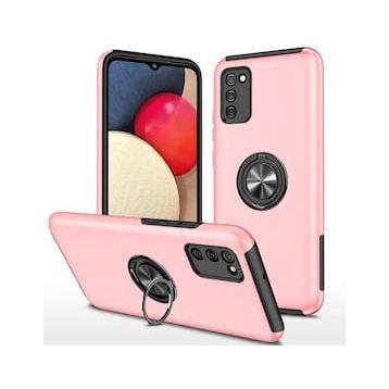 Alan Şanslı Samsung Galaxy A02S Elit Yüzüklü Kapak Pembe Kılıf