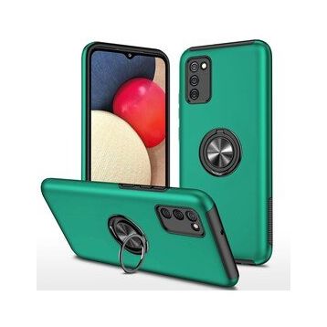 Alan Şanslı Samsung Galaxy A02S Elit Yüzüklü Kapak Yeşil Kılıf