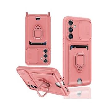 Alan Şanslı Samsung Galaxy A14 4G Zuma Kartvizitli Yüzüklü Silikon Pembe Kılıf