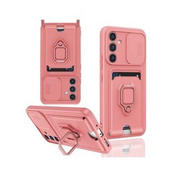 Alan Şanslı Samsung Galaxy A14 4G Zuma Kartvizitli Yüzüklü Silikon Pembe Kılıf