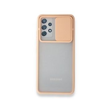 Alan Şanslı Samsung Galaxy A52 Palm Buzlu Kamera Sürgülü Silikon Pembe Kılıf