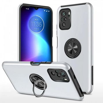 Alan Şanslı Xiaomi Poco F3 Elit Yüzüklü Kapak Gümüş Kılıf