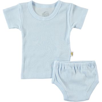 Albimini 42769 Mavi Minidamla Kaşkorse Bebe Kısa Kol Çamaşır Takımı